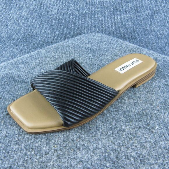 Steve Madden Limitt Women Slide Sandal Shoes Black Synthetic Size 6.5 Medium‎ - Picture 1 of 9